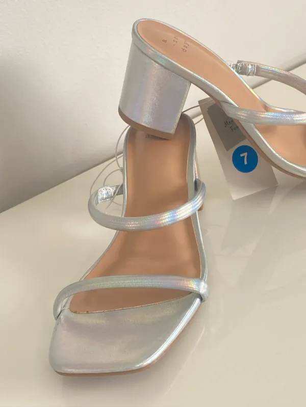 a new day Holographic Metalic Strappy Block Heel Sandal - Image 5