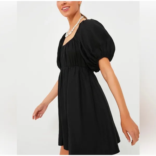 NEW Tuckernuck Pomander Place Black Ares Mini Puff Sleeve Dress Size Medium - Image 2