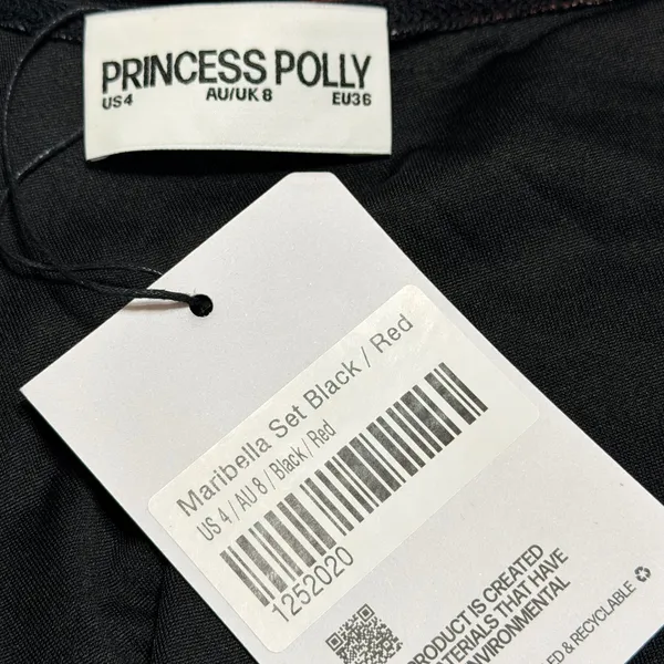 Princess Polly Maribella Set Black Red Abstract Ruched Mini Skirt Two Piece US 4 - Image 7