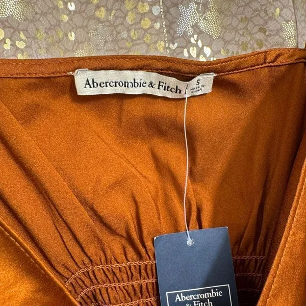 Abercrombie & Fitch Copper Orange Satin Tie Front Cami Tank Small NWT‎ - Image 3