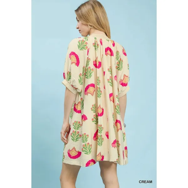 Umgee Abstract Print‎ Mini Dress - Small - Image 3