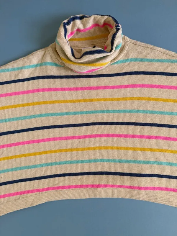 NWT THML Juliana‎ Striped Colorful Turtleneck Poncho Wool Blend Sweater - Image 5