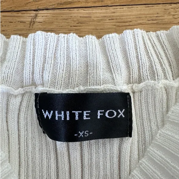 White Fox Boutique - Long Flare Sleeve Knit Mini Dress in White - Image 2