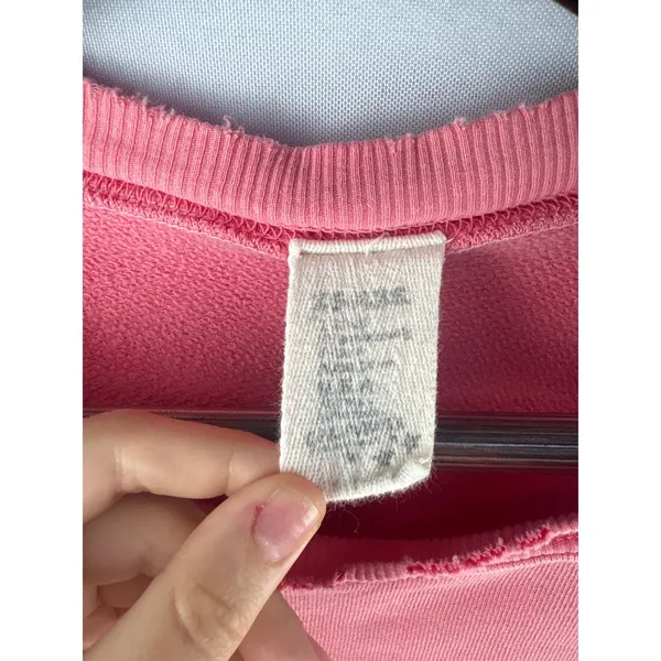 Women’s I.S.M.B.S Medium Pink Smiley Crop Sweatshirt - Image 4