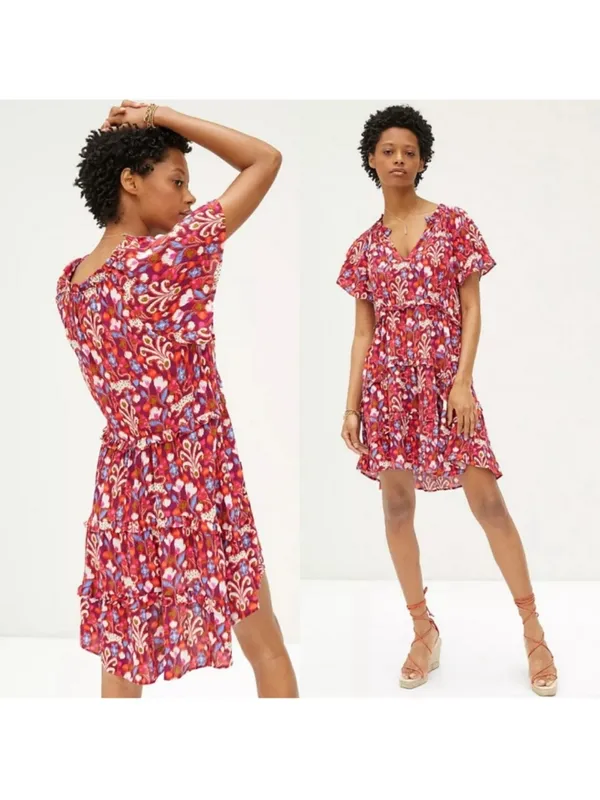 Anthropologie Robin Tiered Mini Dress Shift Fit Flowy Flattering Size Medium - Image 3