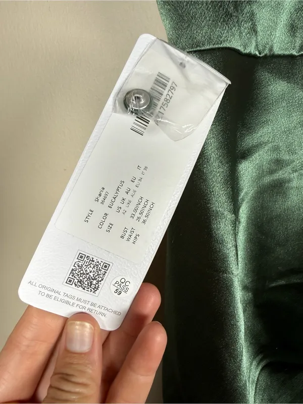 Azazie Shania Satin Bridesmaid Dress Sz 2 Eucalyptus - Image 8
