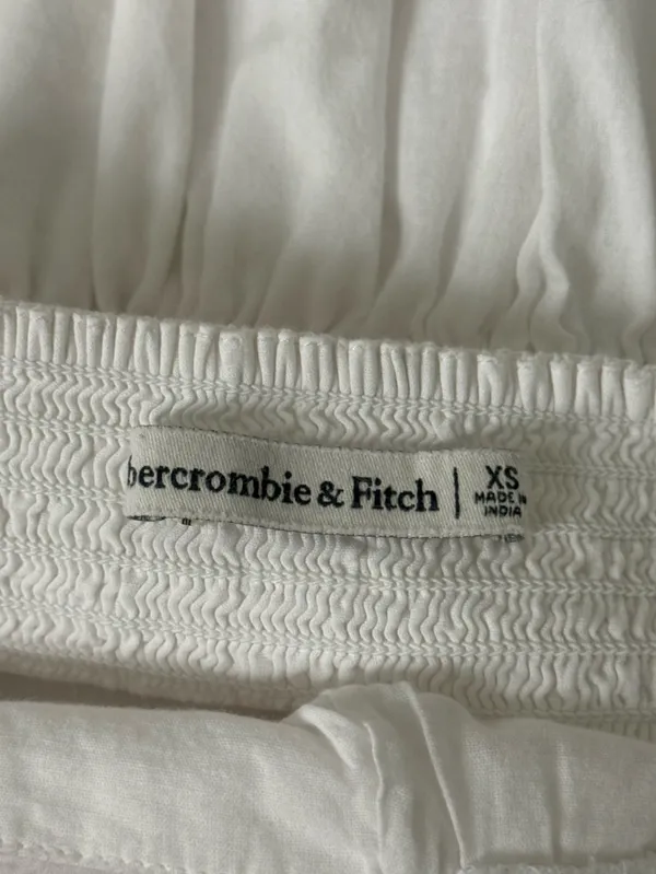Abercrombie & Fitch White Emerson Peplum Puff Sleeve Pleated Top - Image 4