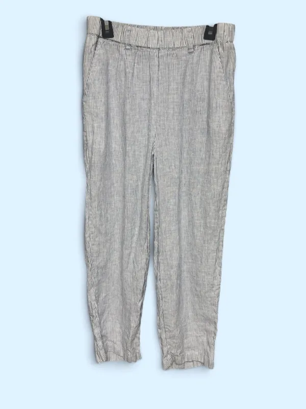 Quince 100% European Linen Blue & White Pinstripe Cropped Pants XS - Image 2