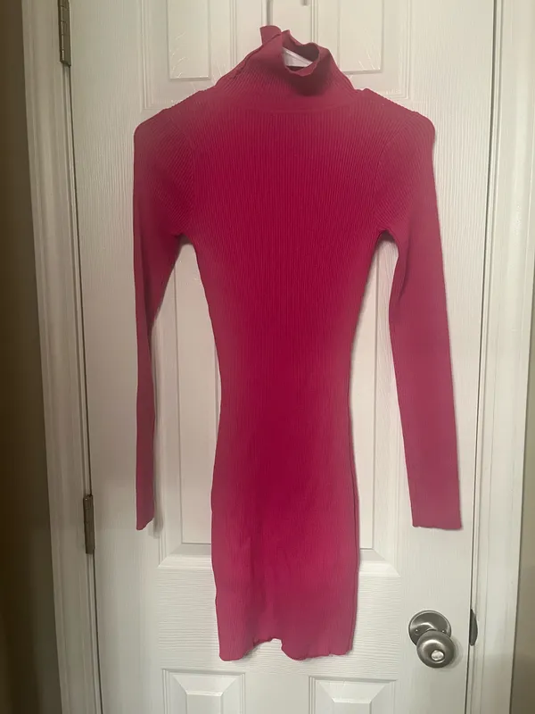 Better Be Pink Bodycon Turtleneck Mini Dress - Image 3