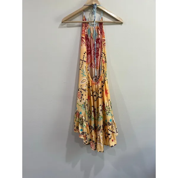Sundress Boho Halter Mini Dress Resort‎ Vacation Beach Cover Up Festival M/L - Image 11