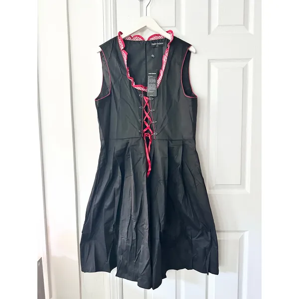 Scarlet Darkness NWT Black Red Cotton Corset Lace Up Gingham Trim Dress 2XL - Image 11