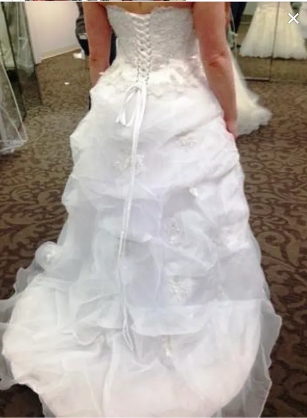 David's Bridal White Organza Wedding Dress - Image 4