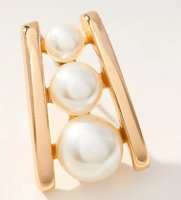 Anthropologie Pearl Ladder Post Earrings - Image 2