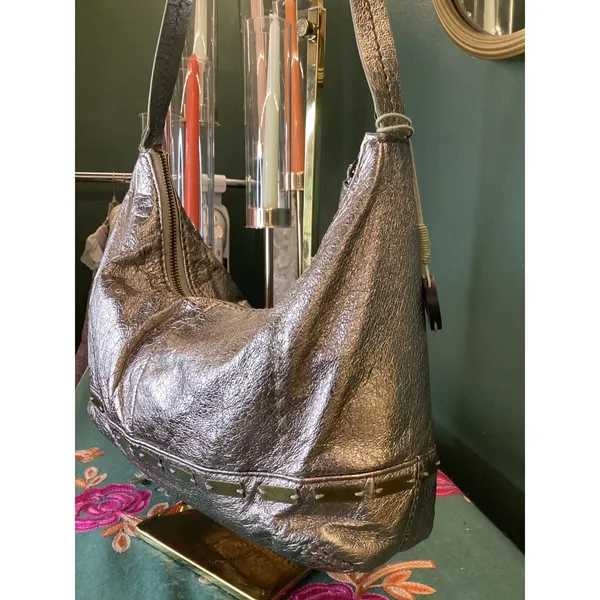 The Sak‎ Hobo Bag Women Small Gold Metallic Leather Slouchy Shoulder Bag - Image 3