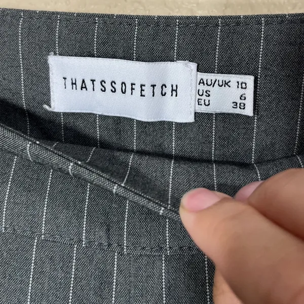 That's So Fetch Women's Gray Pinstripe Flare‎ Pants Tailored Trouser - Image 4