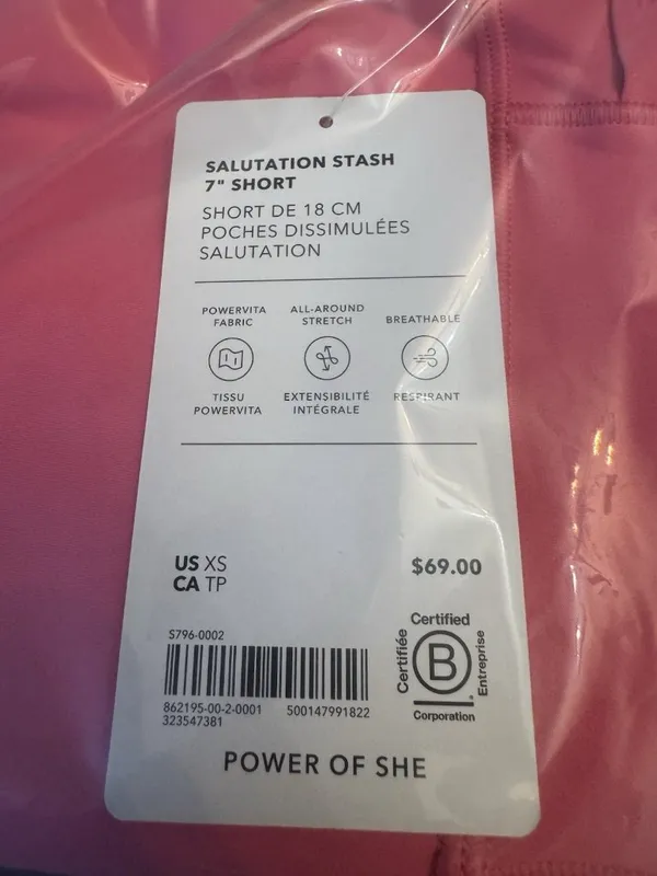 New Athleta XS Salutation Stash 7" Short X-Small Cerise Pink - Image 8