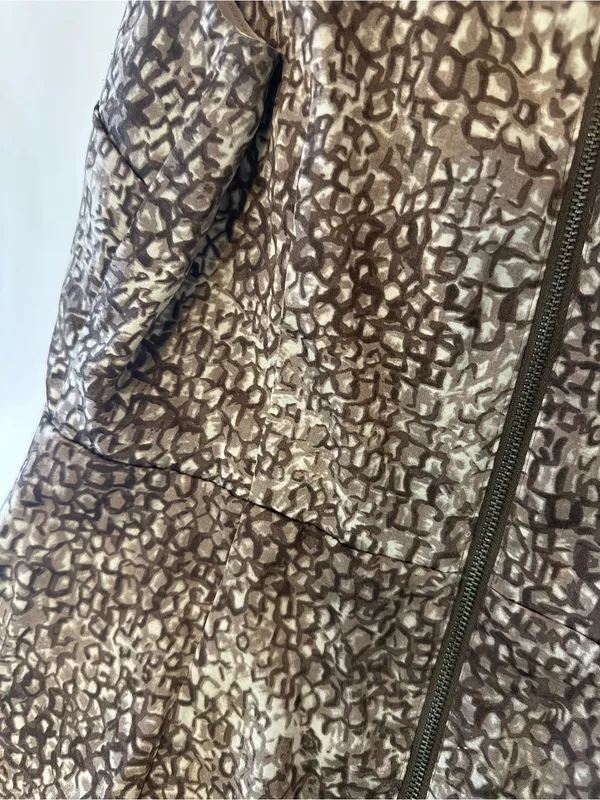 LOFT Brown and Cream Printed Sleeveless Ruffle Midi Dress - Image 2