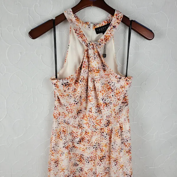 Laundry by Shelli Segal Womens Dress Size 2 Orange Halter Neck Midi Tiered Maxi - Image 11