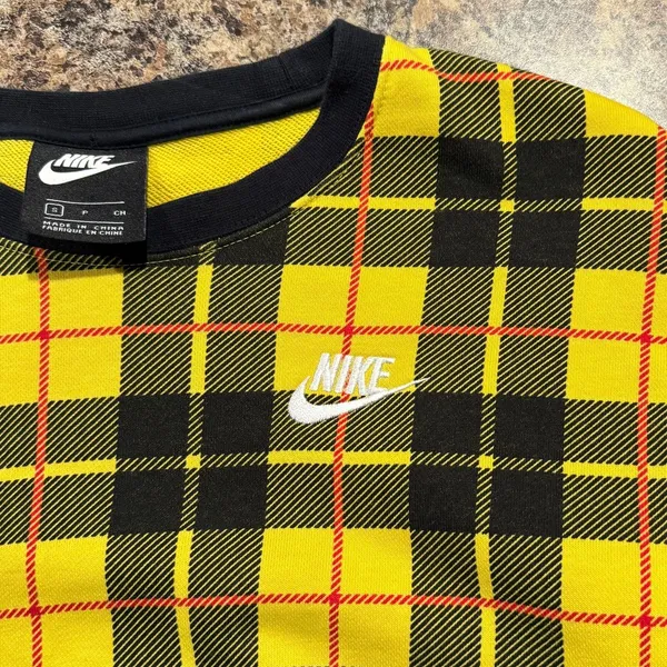 Nike Sweatshirt Y2K Grunge Preppy Clueless 90s Streetwear Retro Cozy Plaid Small - Image 6