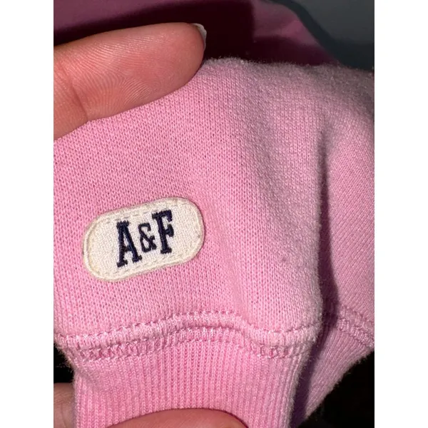 Abercrombie & Fitch Pink Fleece Logo Patch Cropped Crewneck Sweatshirt Size S - Image 6