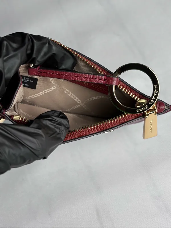 Michael Kors Mercer Leather Coin Purse Wristlet Wallet Brandy Burgundy - Image 5