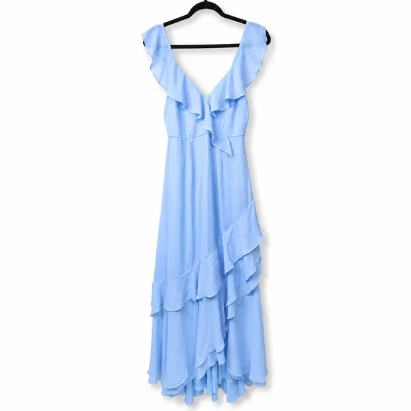 NEW Lulus Charming Event Light Blue Asymmetrical Ruffled Maxi Dress Medium - Image 5