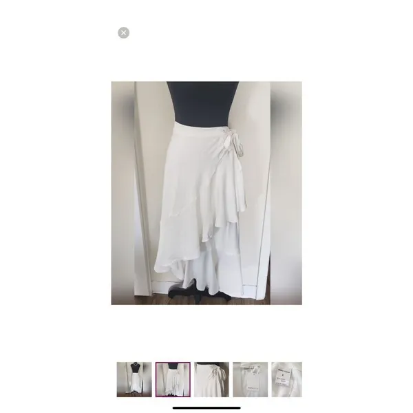 Maria Yasar White Pull On Wrap Skirt Size XL - Image 3
