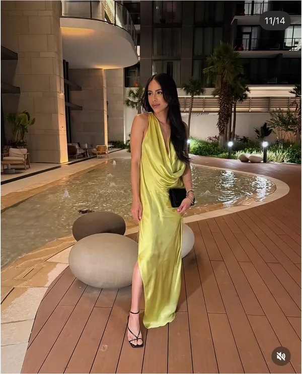 Zara maxi dress zwcollection satin flowy Sleeveless Lime evening party wedding - Image 3