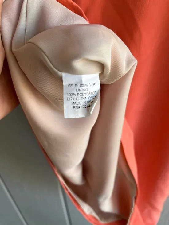 Amanda‎ Uprichard Silk Coral Orange Sleeveless Shift Mini Dress Size L - Image 10