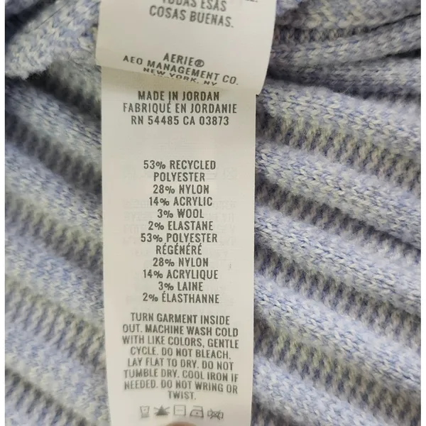 Aerie Off Shoulder Womens Light Blue Ribbed Slim Coquette Softgirl Sweater Large - Image 5