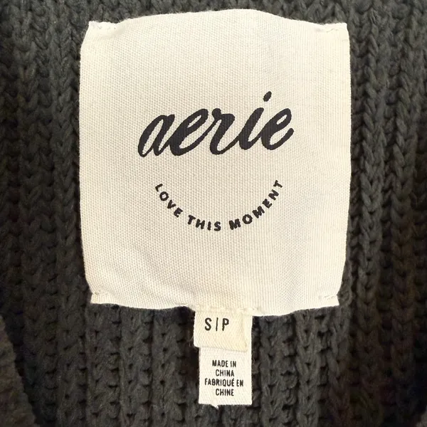 Aerie Sugar Rush Chenille Sweater V-Neck Collared Oversized Size Small - Image 4