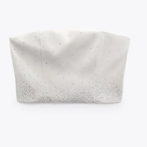 Zara SALE ‼️ NWT RHINESTONE SATIN EFFECT STRAPLESS TOP - Image 7