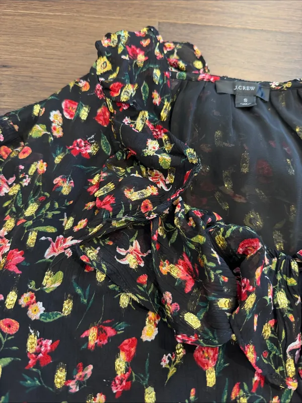J. Crew Ruffleneck Top in Midnight Vintage Size Small - C36-068 - Image 7