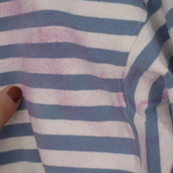 BTFBM Womens Blue White Striped Sweatshirt Yellow Trim Size L - Image 4
