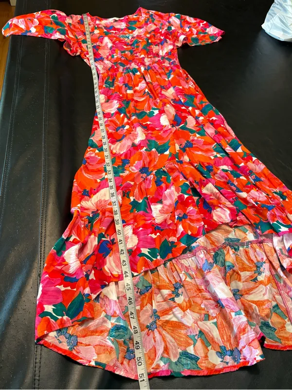 Abel the Label floral print dress with smocked waist and a high-low hem size M - Image 11