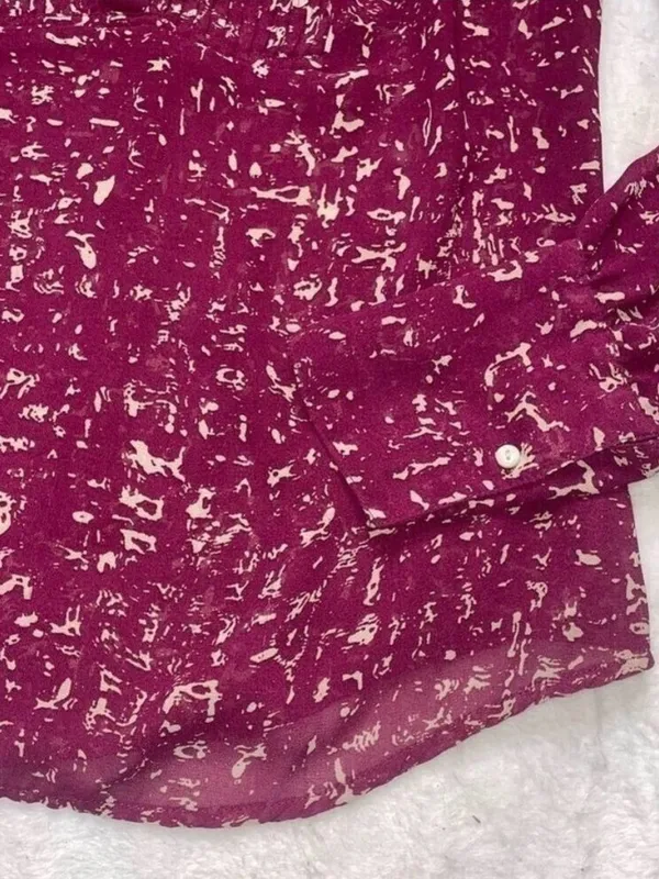 Converse One Star 2000s Sheer Plum Pintuck Blouse Boho Indie Size M - Image 4