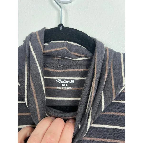 Madewell Women's Striped Turtle Neck Tee Shirt Sz L‎ - Image 2