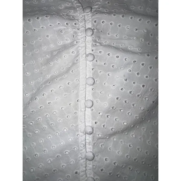 Madewell White Eyelet Button Front Blouse Ruffle Sleeve V-Neck Top AK013‎ Size 6 - Image 11
