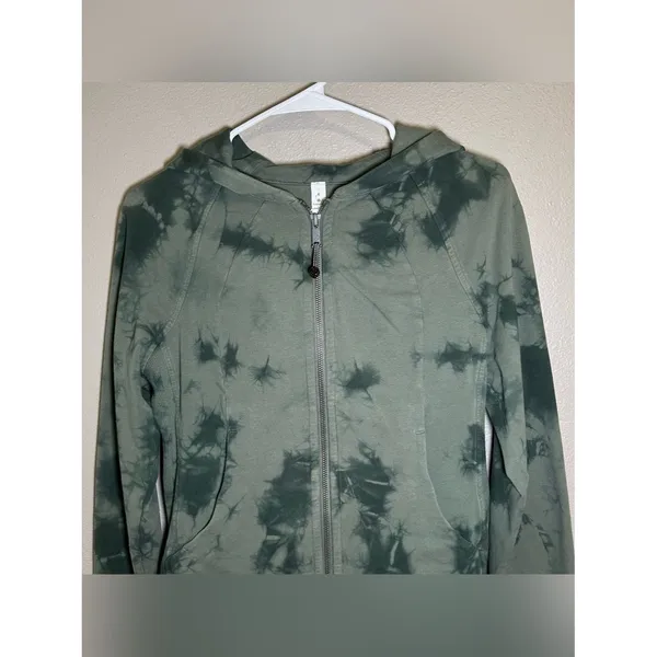 Lululemon Scuba Light Cotton Fleece Shibori Green Full Zip Hoodie Women’s Size 4 - Image 4