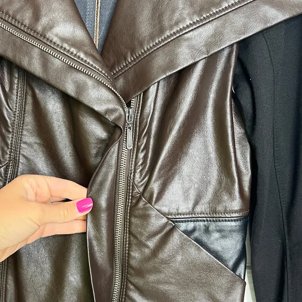 209 WST New York Vegan Leather Moto Jacket Size 8 - Image 6