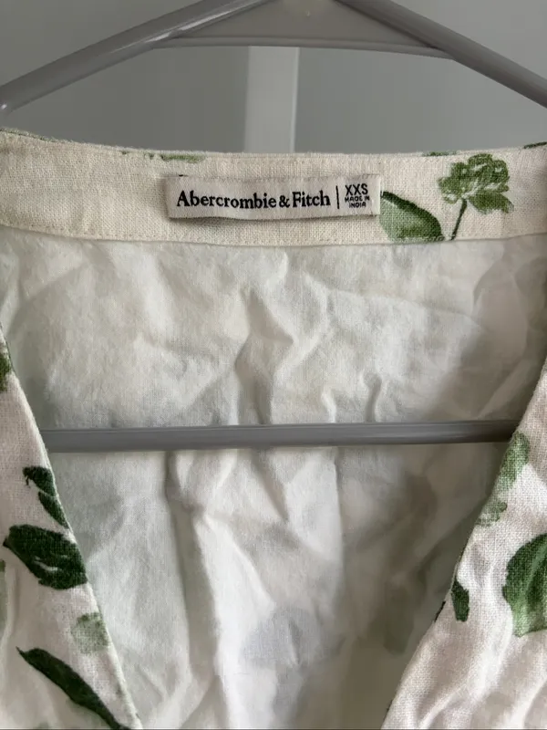 Abercrombie & Fitch Green Floral Wrap Mini Dress Ruffle Hem XXS - Image 4