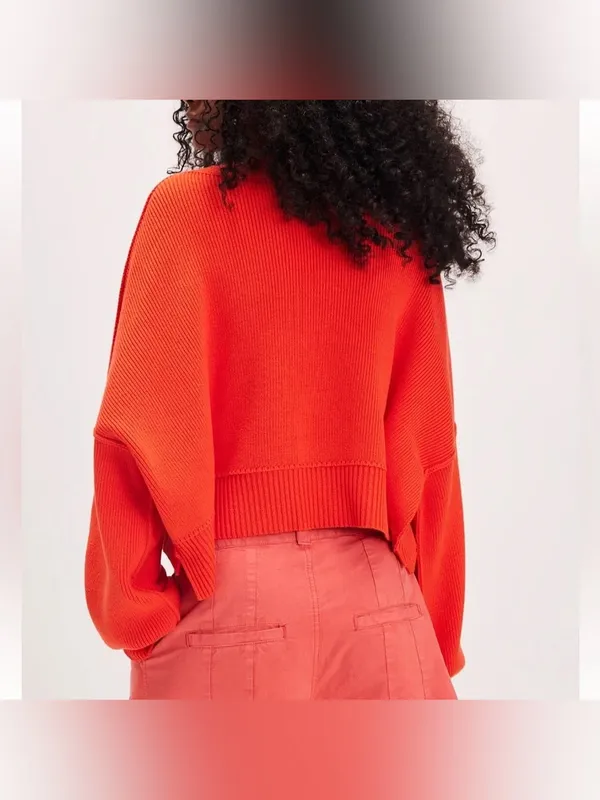 Free People Easy Street Cropped Pullover Oversized Sweater Size Small - Image 3