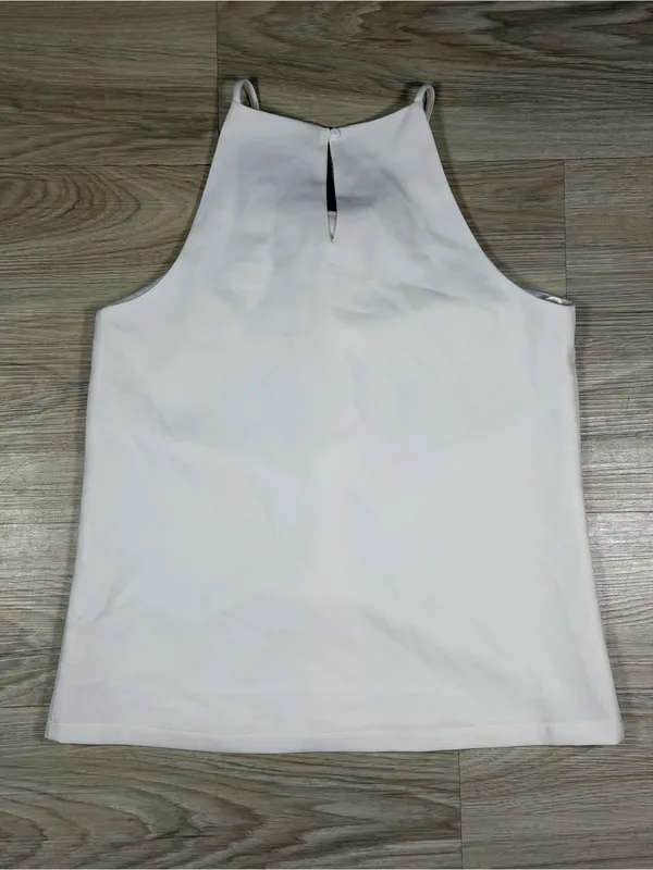 NEW Skies Are Blue Off White Grommet Lace Up Tank Top Boho Feminine Coquette - Image 6
