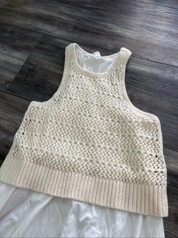 Daily Practice by Anthropologie Twofer Sweater Knit Mini Dress White Ivory XXS - Image 6