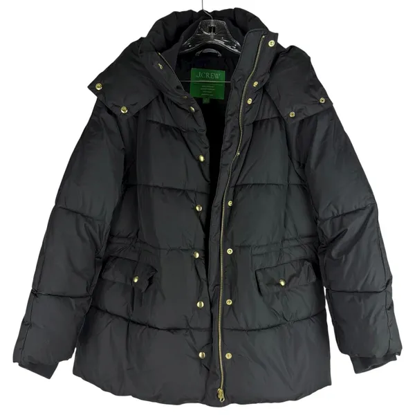 J. Crew New Chateau Puffer Coat Water Resistant Black Size M - Image 6
