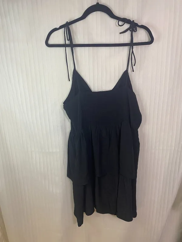 Forever 21 Women’s Black Tiered Mini Dress XL Tie Strap Babydoll NWT - Image 6
