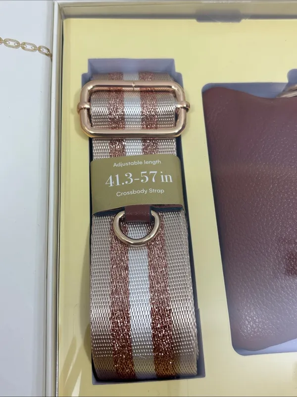 Artikl Universal Crossbody Phone Strap with Detachable Wallet Brown Gold NEW - Image 8