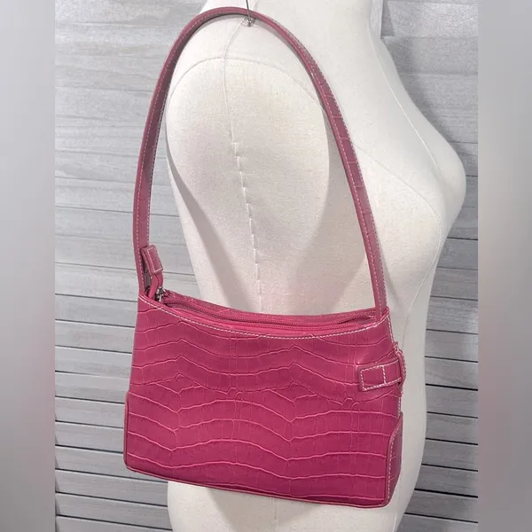 Mini Shoulder Bag Barbie Pink Alligator Texture - Image 3