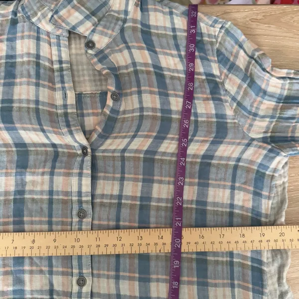 Anthropologie‎ Small NEW Plaid Tunic Shirt Peasant Lagen Relaxed Cotton Gauze - Image 8