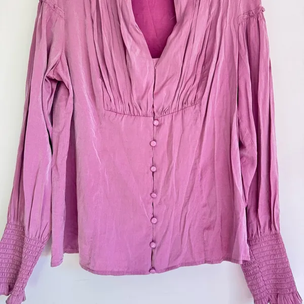 SCARLET DARKNESS Women Renaissance Retro Shirt Lantern Sleeves Top Size L Purple - Image 2